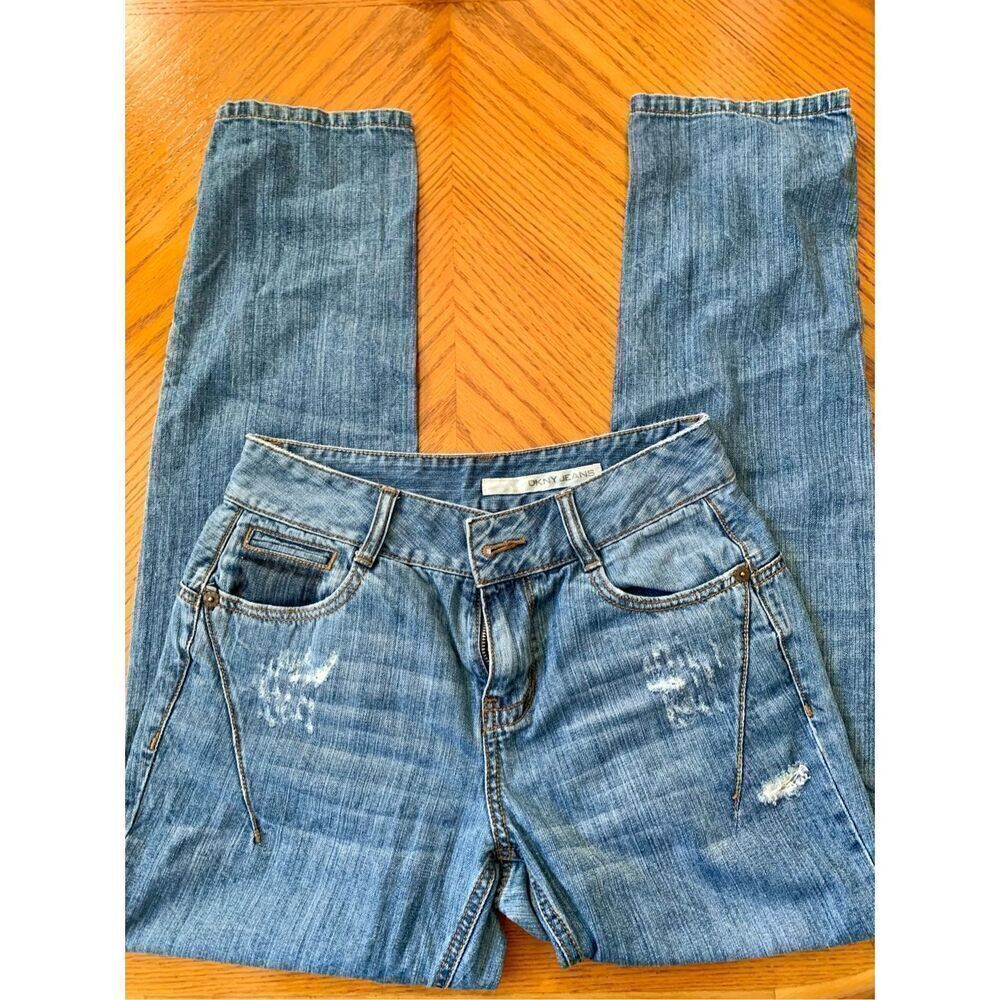 DKNY Y2K Women's Straight Leg Distressed Low rise Jeans